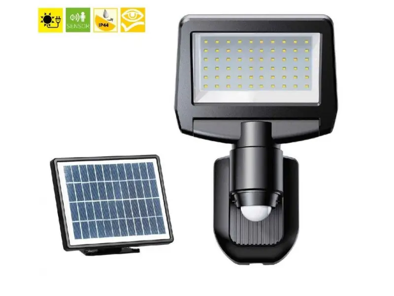 Solárny LED reflektor GREENLUX GXSO021 10W 1100lm 4000K 230V IP54, dosah 12m